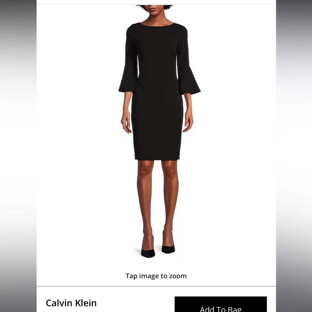 NWOT Womens Calvin Klein Business Long Sleeve Sheath Dress Size 2 Black